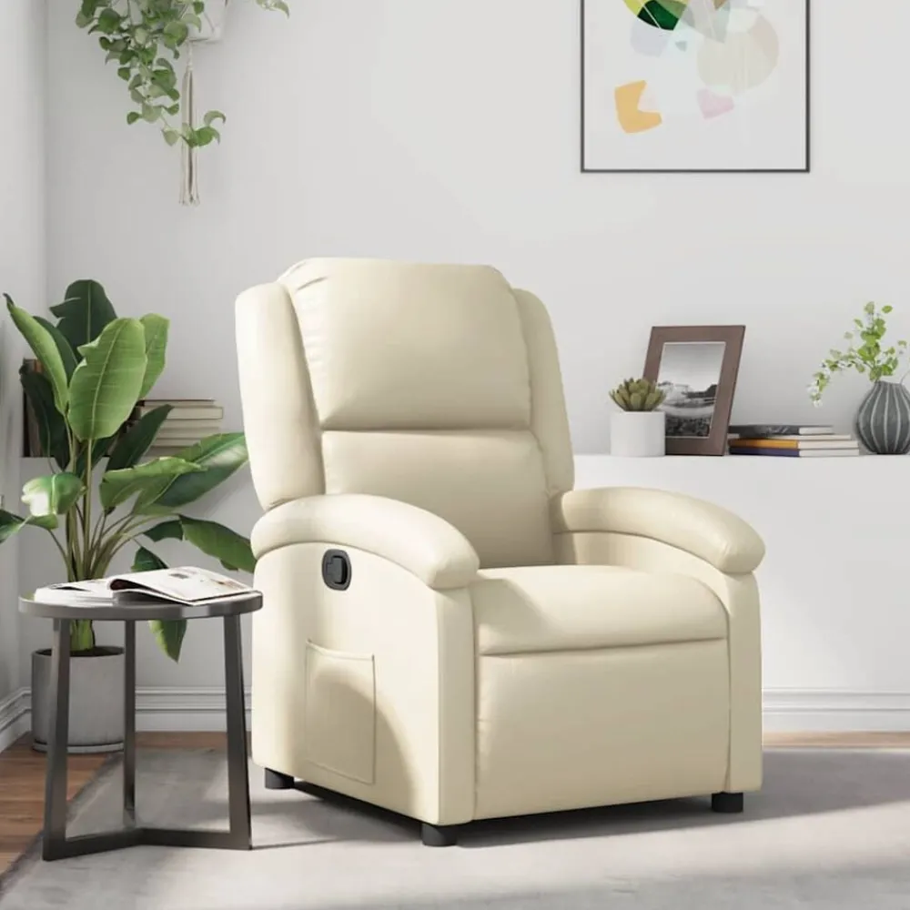 Stoelen*vidaXL Fauteuil verstelbaar kunstleer crèmekleurig Crème