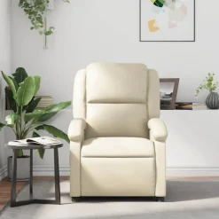 Stoelen*vidaXL Fauteuil verstelbaar kunstleer crèmekleurig Crème