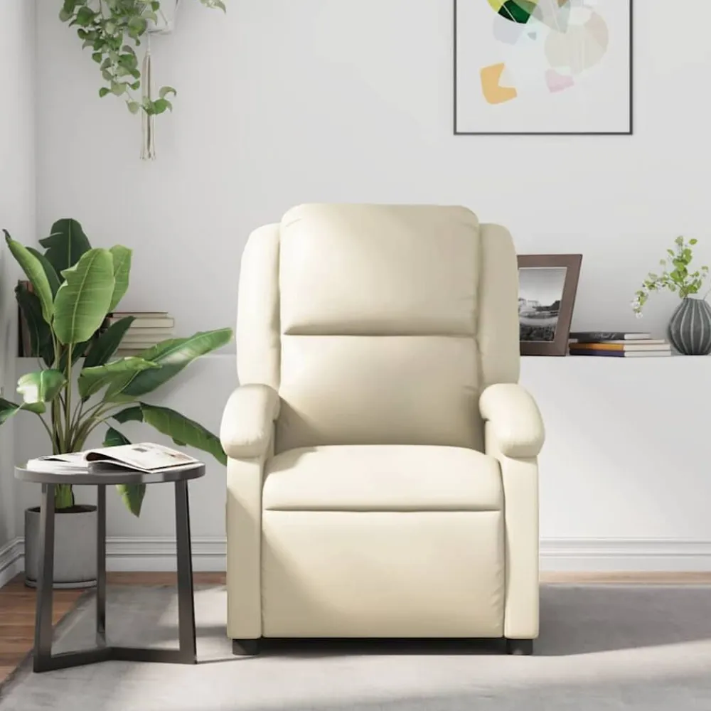 Stoelen*vidaXL Fauteuil verstelbaar kunstleer crèmekleurig Crème