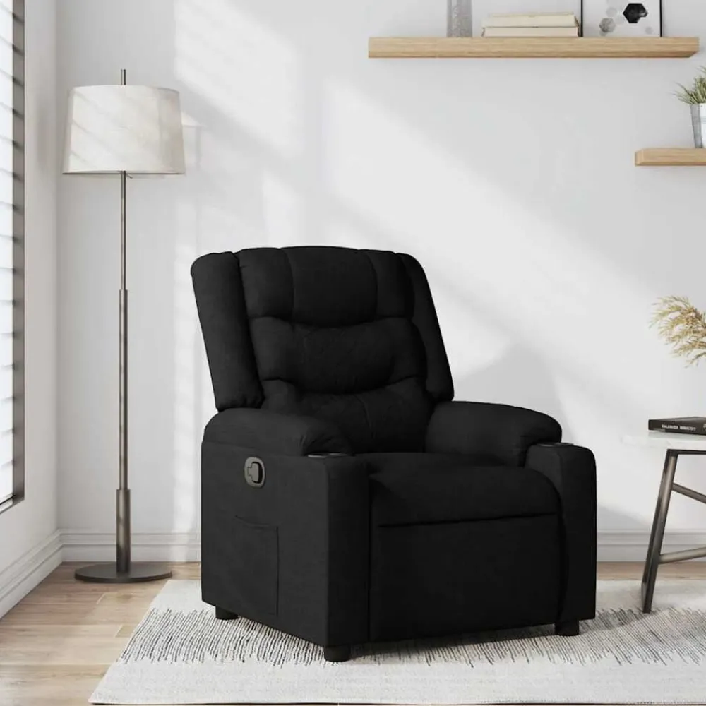 Stoelen*vidaXL Fauteuil verstelbaar stof Zwart