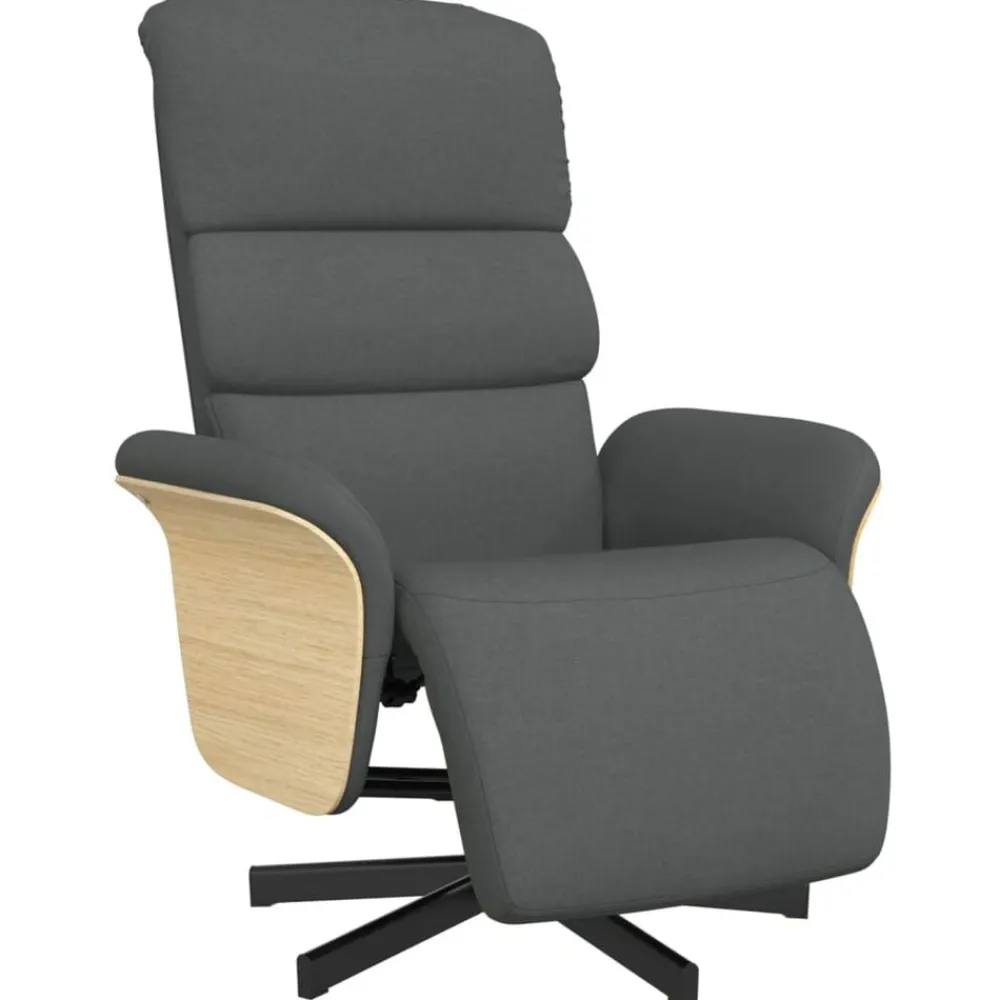 Stoelen*vidaXL Fauteuil verstelbaar met voetensteun stof Donkergrijs