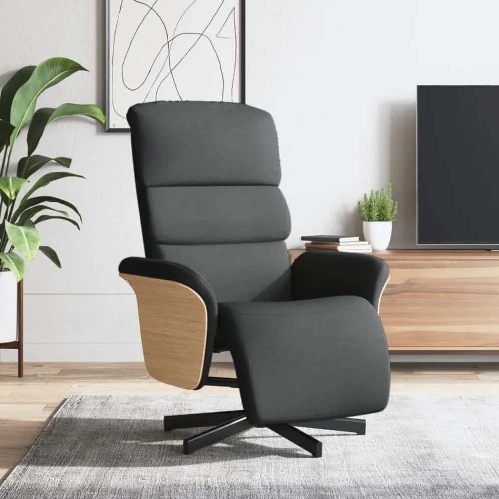 Stoelen*vidaXL Fauteuil verstelbaar met voetensteun stof Donkergrijs