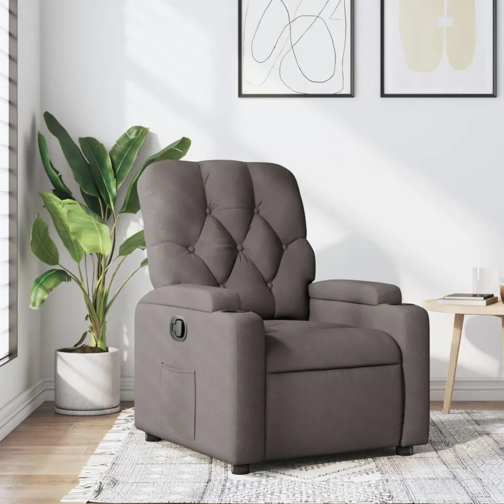 Stoelen*vidaXL Fauteuil verstelbaar stof Taupe