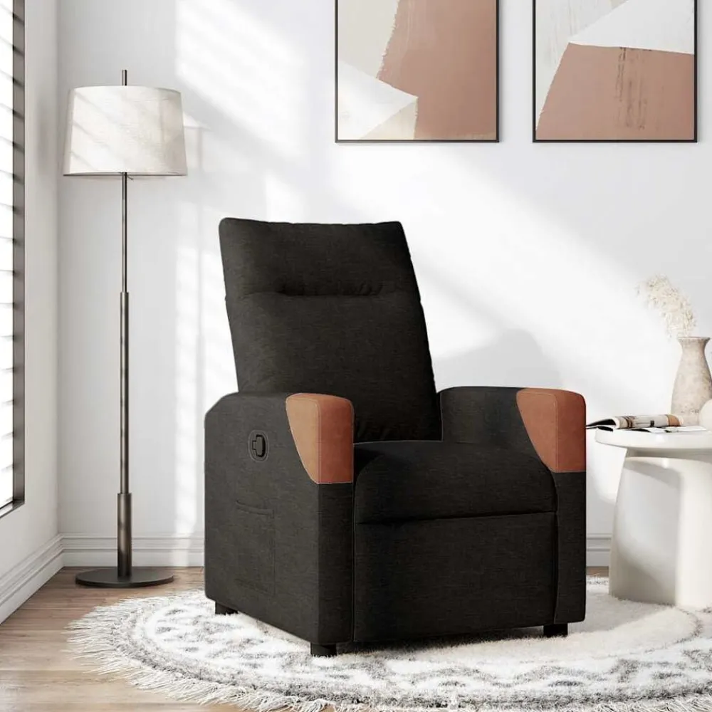 Stoelen*vidaXL Fauteuil verstelbaar stof Zwart