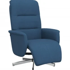 Stoelen*vidaXL Fauteuil verstelbaar met voetensteun stof Blauw