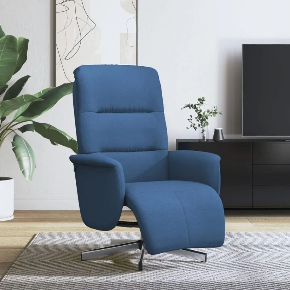 Stoelen*vidaXL Fauteuil verstelbaar met voetensteun stof Blauw