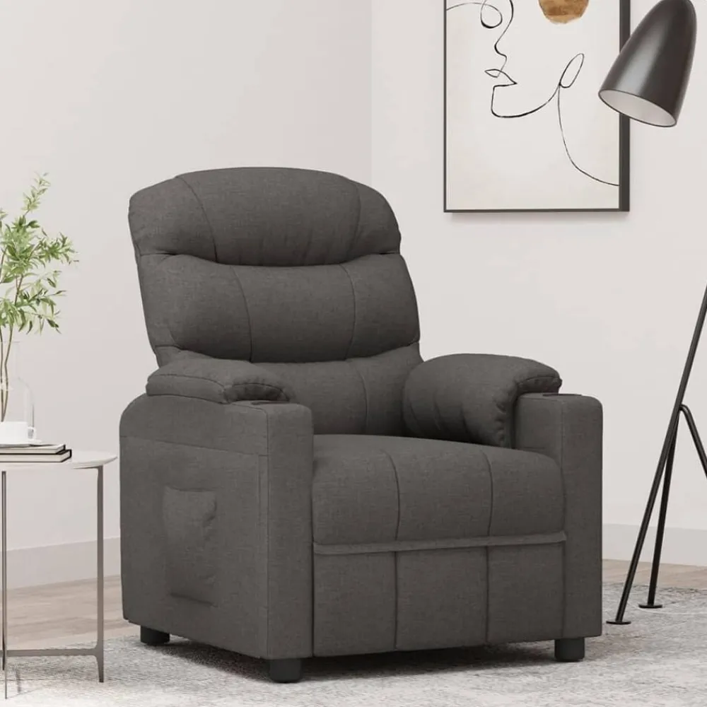 Fauteuil verstelbaar stof donkergrijs>vidaXL New