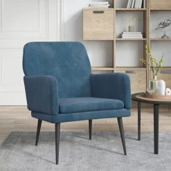 Stoelen*vidaXL Fauteuil 62x79x79 cm fluweel Blauw