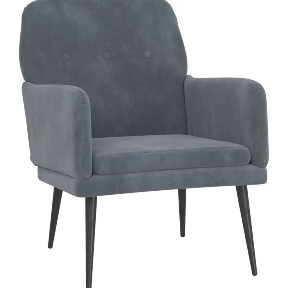 Stoelen*vidaXL Fauteuil 62x79x79 cm fluweel Donkergrijs