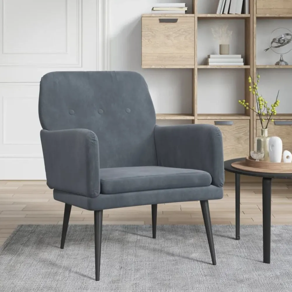Stoelen*vidaXL Fauteuil 62x79x79 cm fluweel Donkergrijs