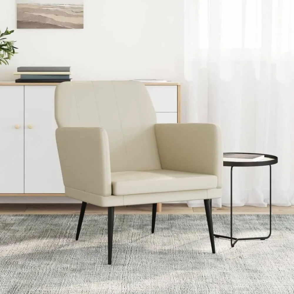 Stoelen*vidaXL Fauteuil 61x78x80 cm kunstleer crèmekleurig Crème