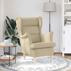 Fauteuil 74x84x100 cm stof crèmekleurig><noscript><img width=