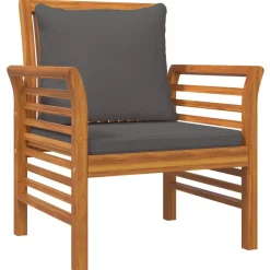 Fauteuils 2 st met donkergrijze kussens massief acaciahout><noscript><img width=