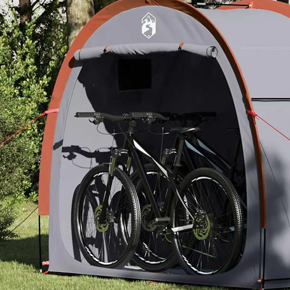 Buitensport*vidaXL Fietstent met dak met opslag 210 x 90 x 174 cm Grijs en oranje