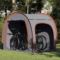 Buitensport*vidaXL Fietstent met dak met opslag 218 x 156 x 180 cm Grijs en oranje