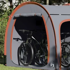 Buitensport*vidaXL Fietstent met dak met opslag 218 x 156 x 180 cm Grijs en oranje