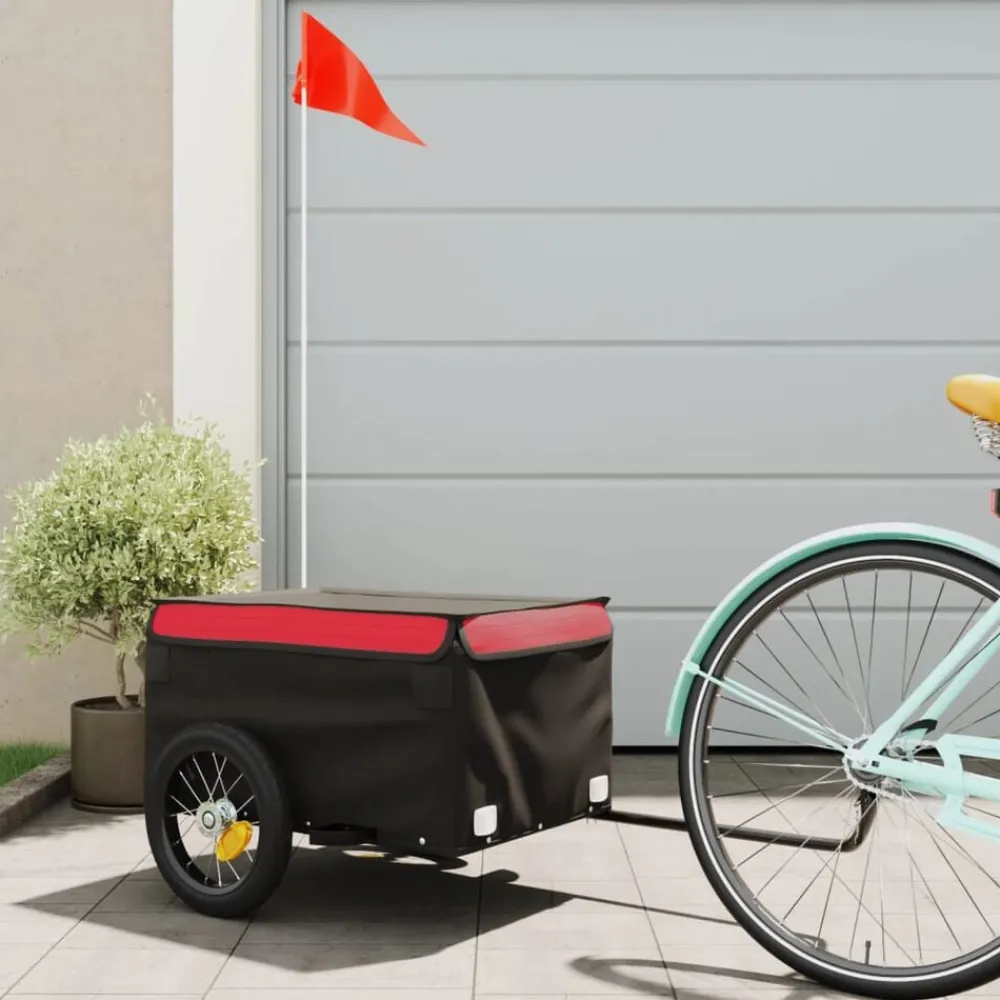 Buitensport*vidaXL Fietstrailer 30 kg ijzer zwart en Rood