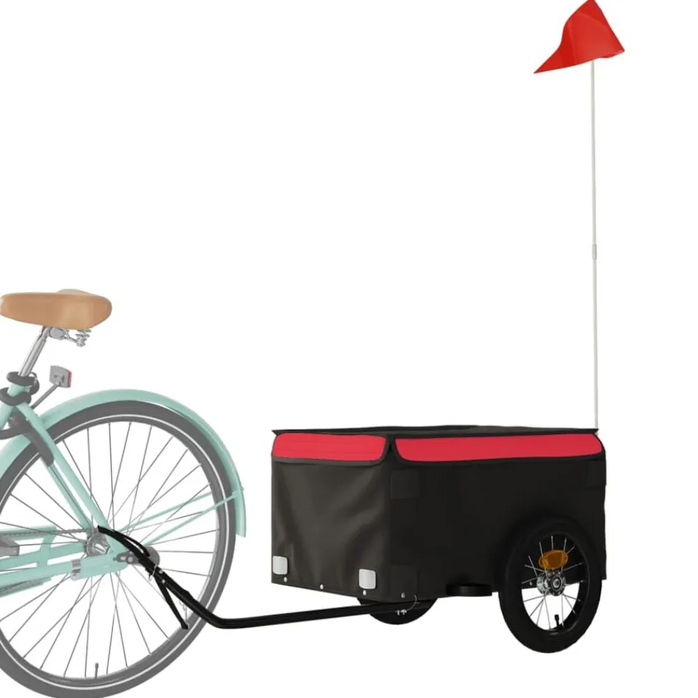 Buitensport*vidaXL Fietstrailer 30 kg ijzer zwart en Rood