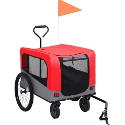 Huisdierbenodigdheden*vidaXL Fietstrailer en hondenwagen 2-in-1 Rood en grijs