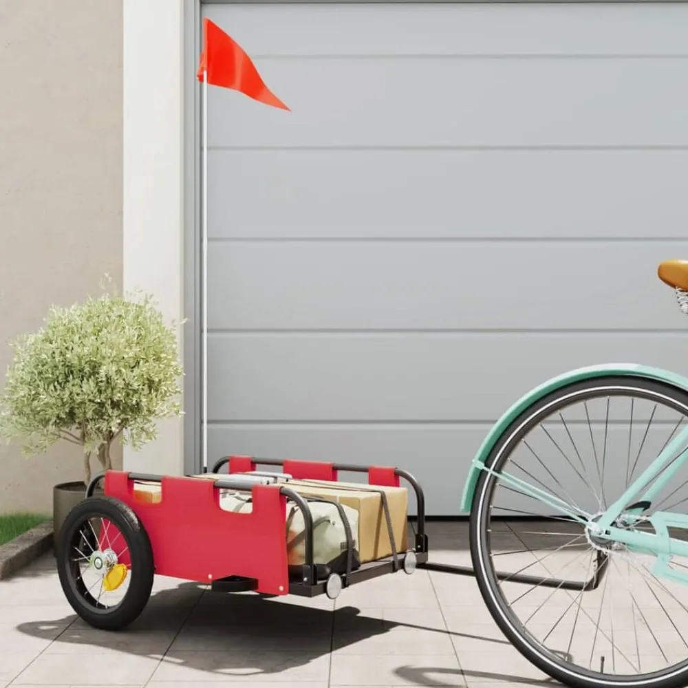 Buitensport*vidaXL Fietstrailer oxford stof en ijzer Rood