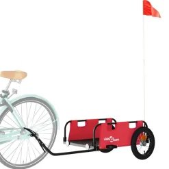 Buitensport*vidaXL Fietstrailer oxford stof en ijzer Rood