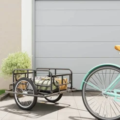 Buitensport*vidaXL Fietstrailer 130x73x48,5 cm staal zwart