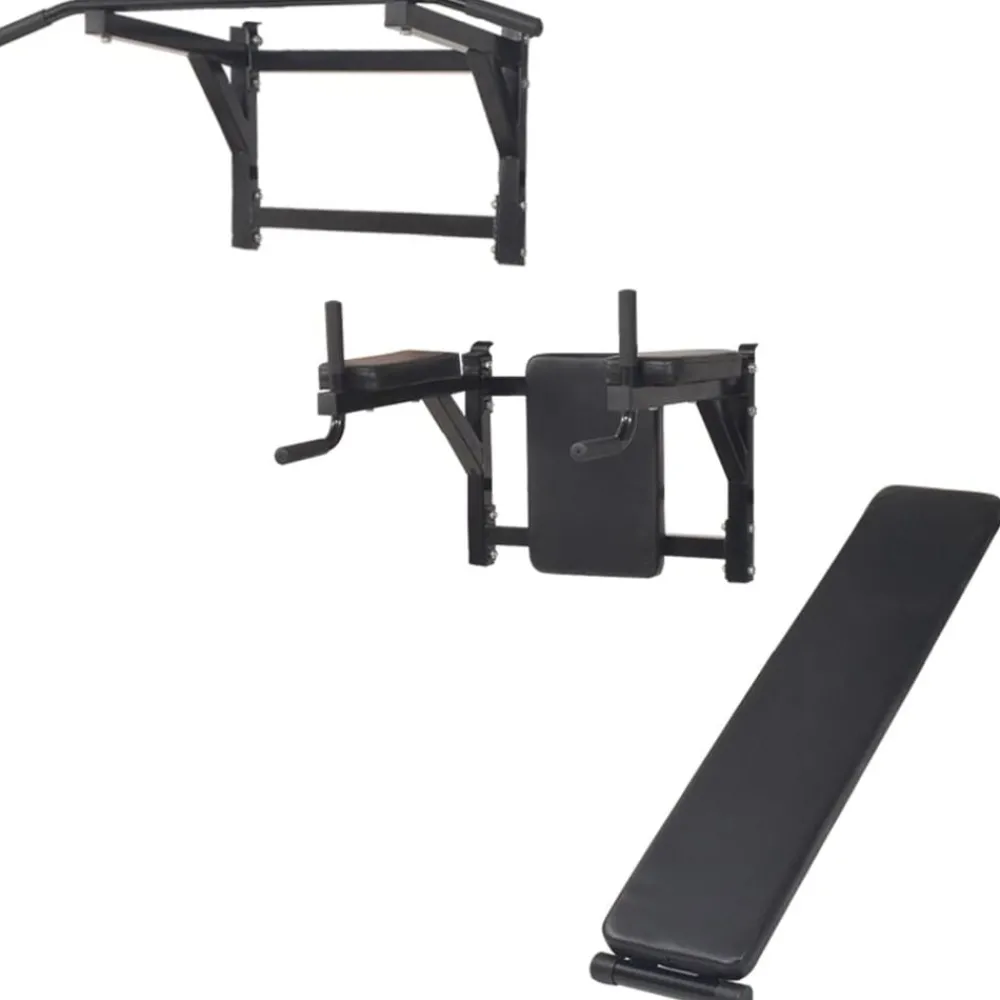 Fitness*vidaXL Fitnessapparaat wandgemonteerd zwart