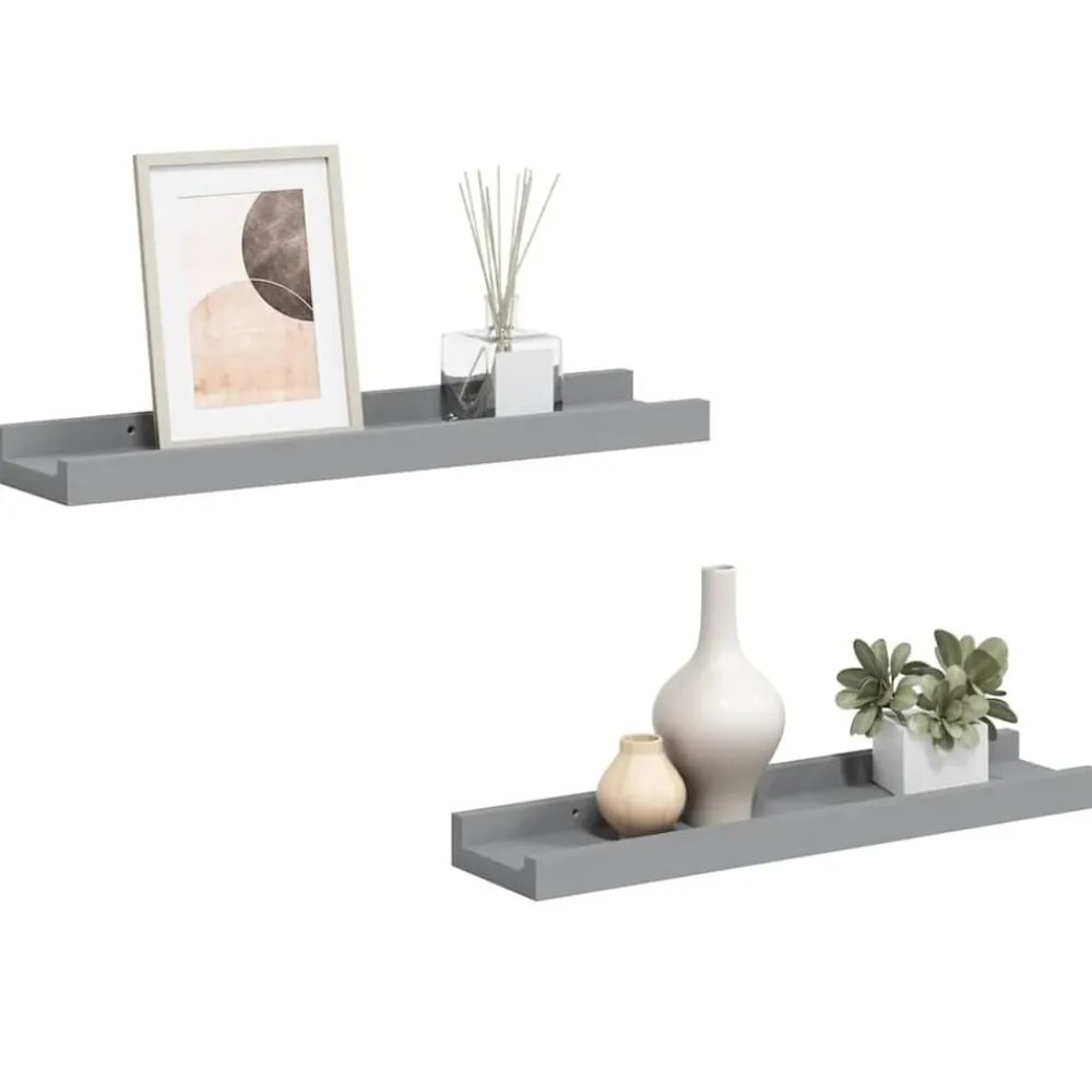 Boekenkasten & Wandplanken*vidaXL Fotoplanken 2 st 40x9x3 cm MDF Grijs