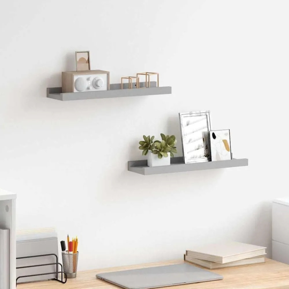 Boekenkasten & Wandplanken*vidaXL Fotoplanken 2 st 40x9x3 cm MDF Grijs