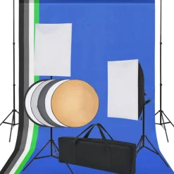Camera & Optiek*vidaXL Fotostudio set met 5 gekleurde achtergronden & 2 softboxen