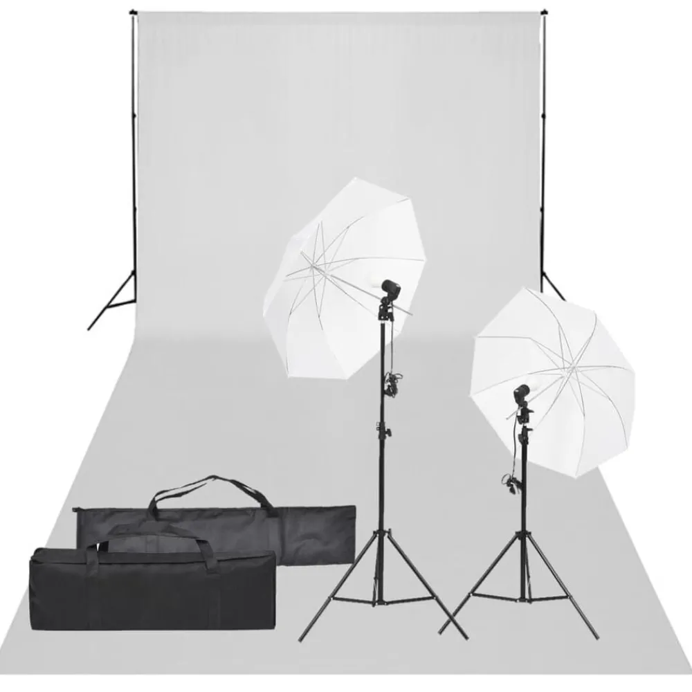 Fotostudioset met verlichtingsset en achtergrond>vidaXL