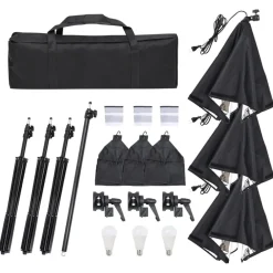 Fotostudioset met verlichtingsset en achtergrond>vidaXL New