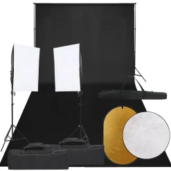 Camera & Optiek*vidaXL Fotostudioset met verlichtingsset, achtergrond en reflector