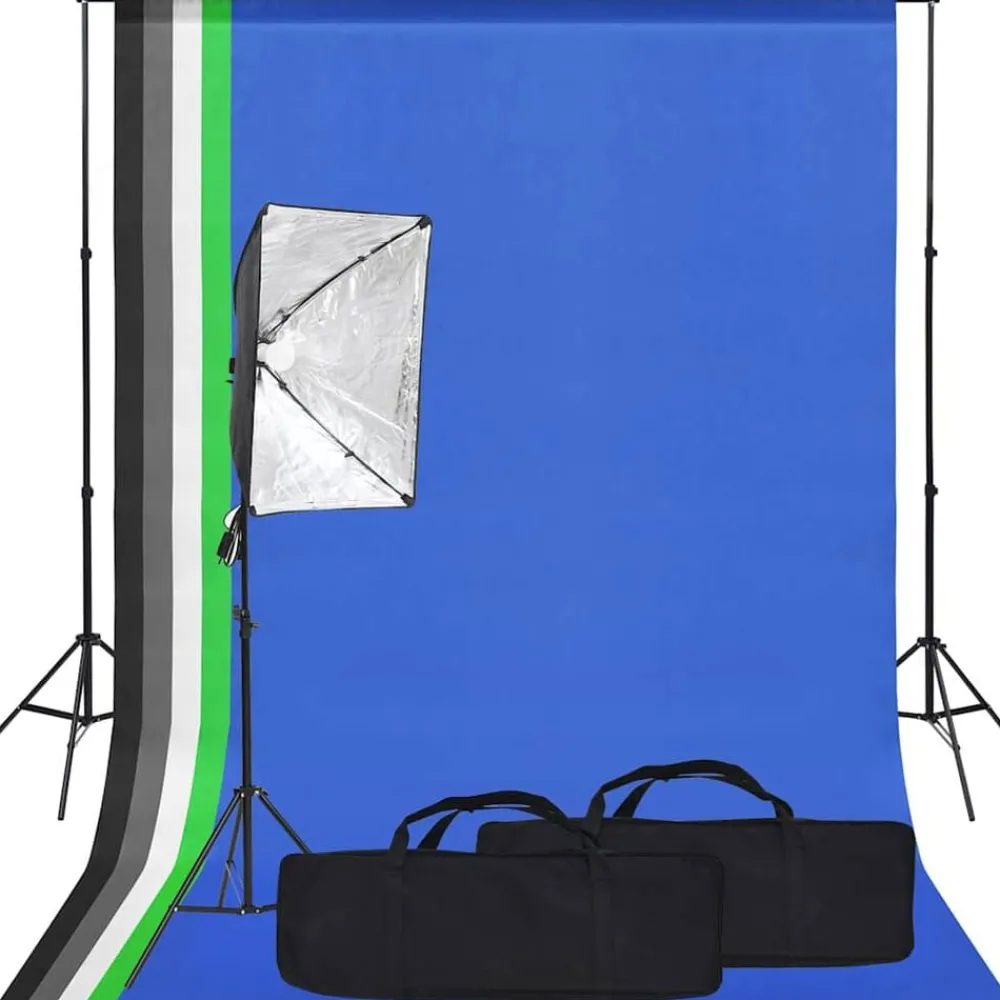 Camera & Optiek*vidaXL Fotostudioset met softboxlamp en achtergrond