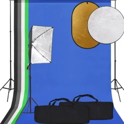 Camera & Optiek*vidaXL Fotostudioset met softboxlamp, achtergrond en reflector