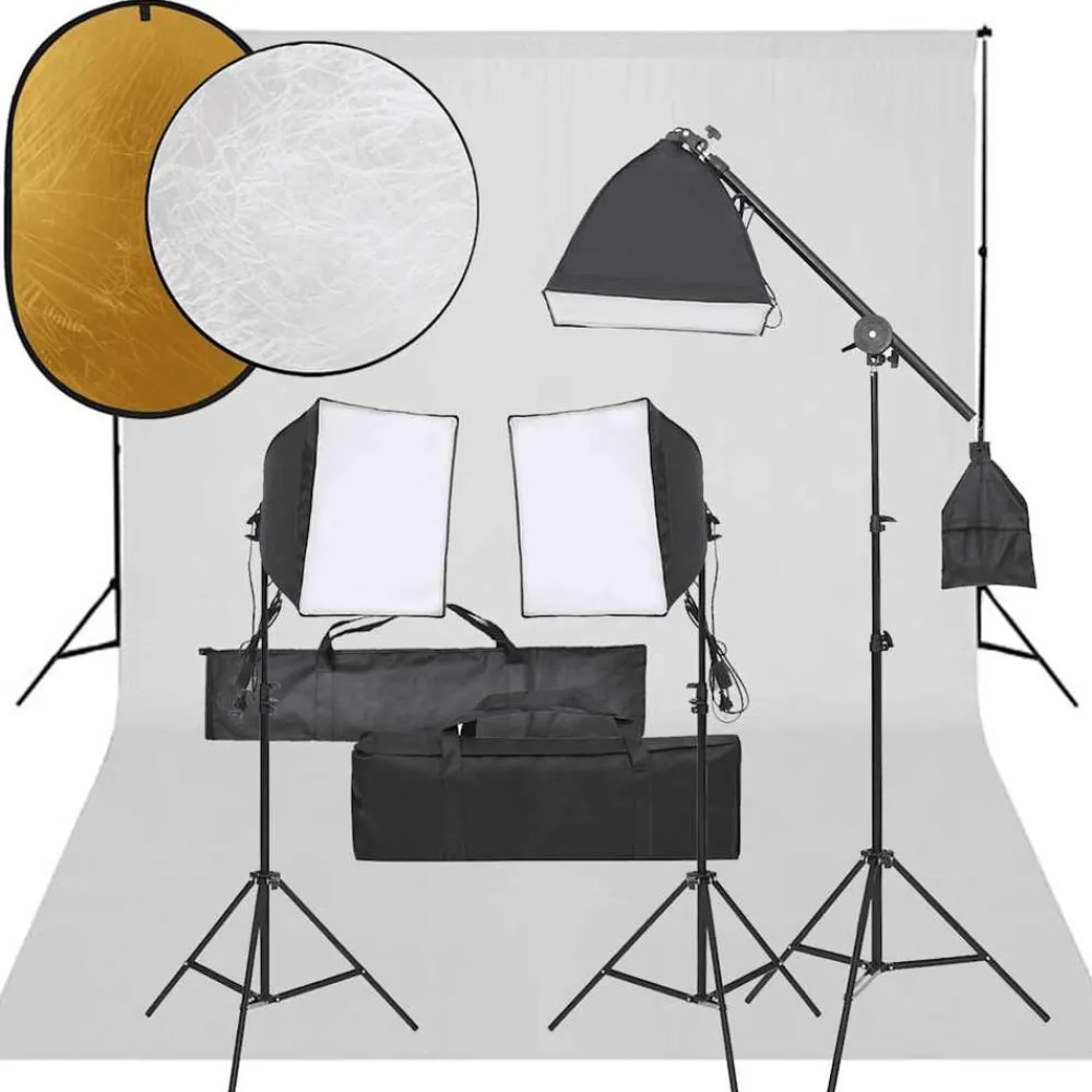 Fotostudioset met verlichtingsset, achtergrond en reflector>vidaXL Best