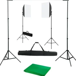 Camera & Optiek*vidaXL Fotostudioset met softboxlampen en achtergrond Groen