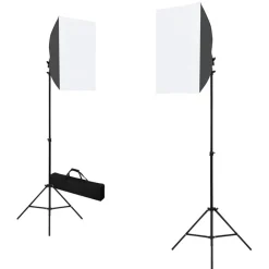 Camera & Optiek*vidaXL Fotostudioset met softboxlampen en achtergrond Groen