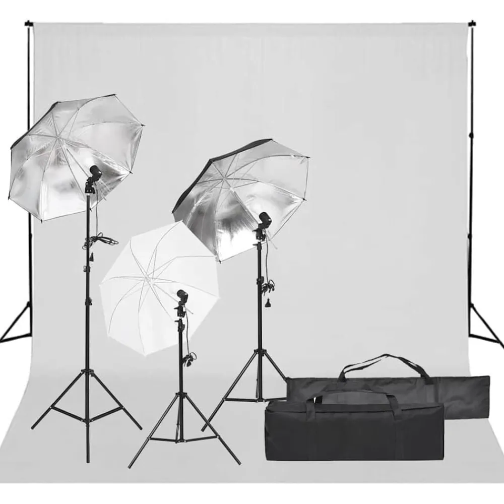 Camera & Optiek*vidaXL Fotostudioset met verlichtingsset en achtergrond
