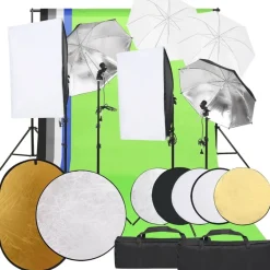 Fotostudioset met verlichtingsset, achtergrond en reflector>vidaXL Discount