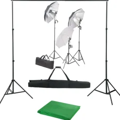 Camera & Optiek*vidaXL Fotostudioset met verlichtingsset en achtergrond Groen