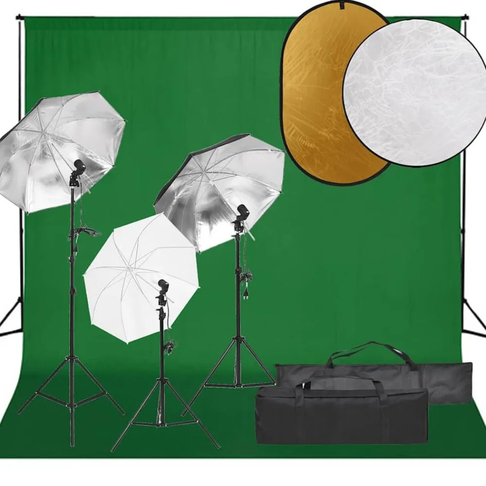 Camera & Optiek*vidaXL Fotostudioset met verlichtingsset, achtergrond en reflector