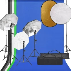 Fotostudioset met verlichtingsset, achtergrond en reflector>vidaXL Online