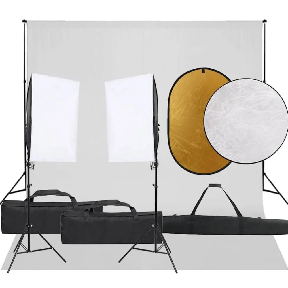 Fotostudioset met verlichtingsset, achtergrond en reflector>vidaXL Online
