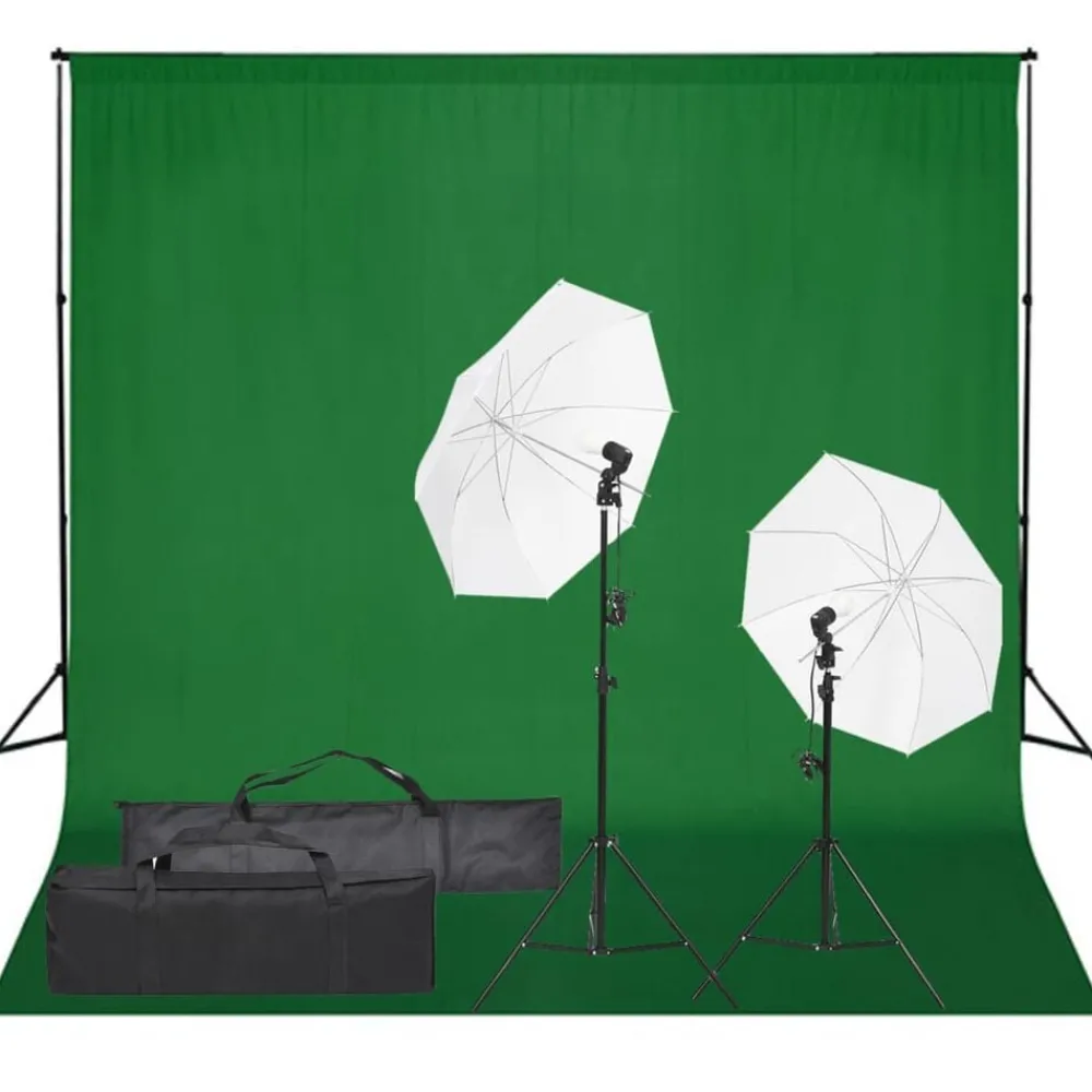 Camera & Optiek*vidaXL Fotostudioset met verlichtingsset en achtergrond Groen
