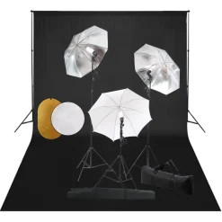 Fotostudioset met lampen, paraplu's, achtergrond en reflector>vidaXL Clearance
