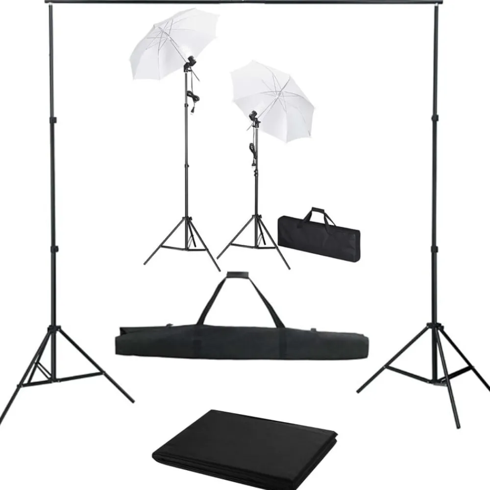 Fotostudioset met achtergrond, lampen en paraplu's>vidaXL Online