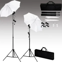 Fotostudioset met achtergrond, lampen en paraplu's>vidaXL Online