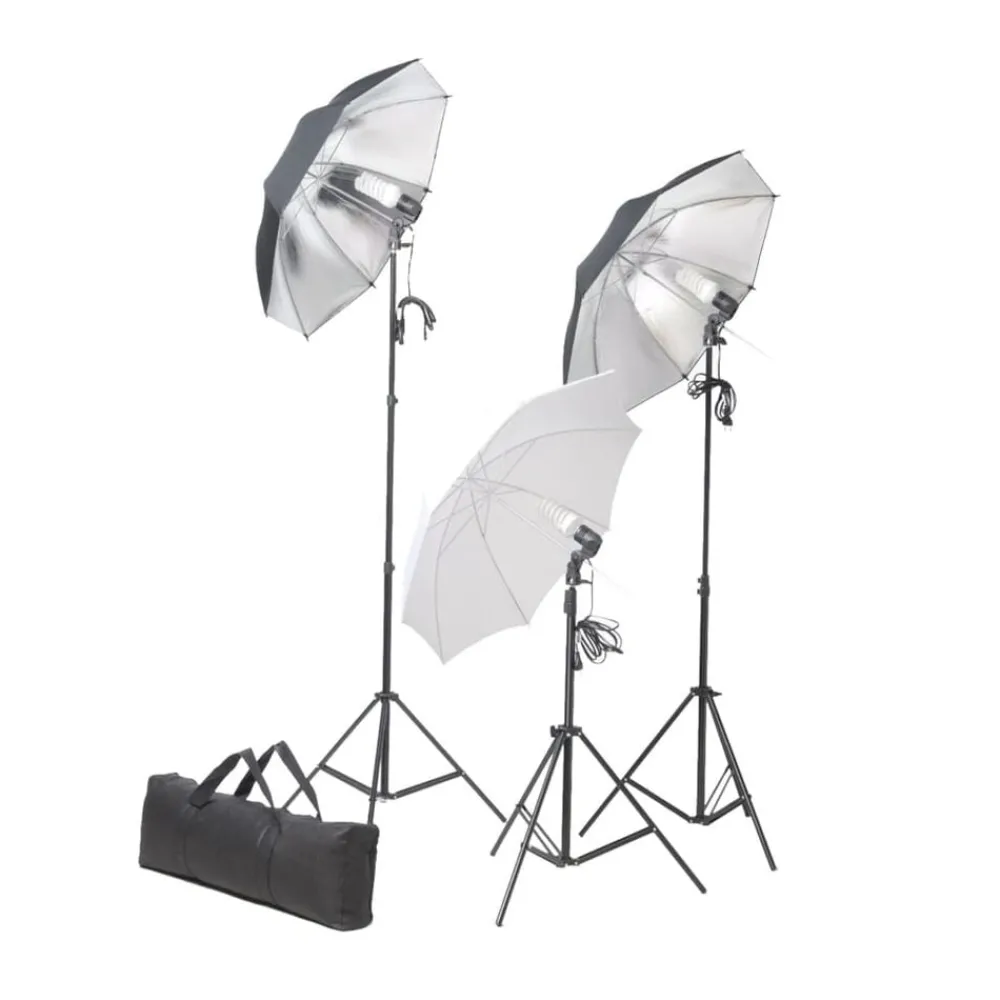 Fotostudioset met lampen, paraplu's, achtergrond en reflector>vidaXL