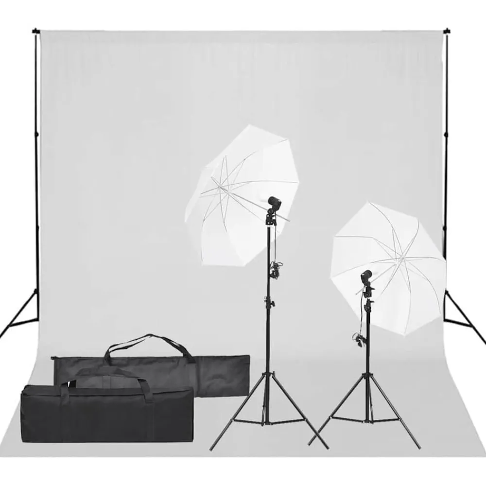 Fotostudioset met verlichtingsset en achtergrond>vidaXL Hot